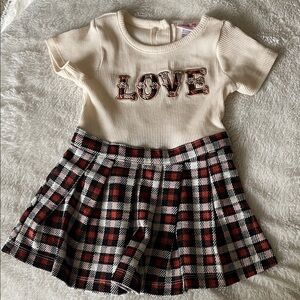 Little Lass Cream and Red Plaid Dress